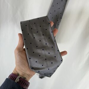 Brooks Brothers Tie Men's 59" Grey Blue Polka Dot All Silk 3.5" Wide